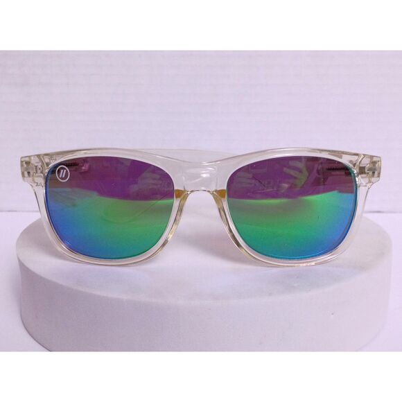 Blenders Natty Ice Lime Clear Frame / Green Mirror Lens Square Sunglasses - Picture 1 of 15